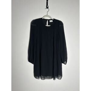 Wilfred Daydreamer Mini Dress Black Pleated Chiffon Long Sleeve Women’s XS